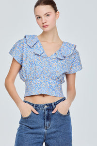 Ruffled Neckline Magyar Top