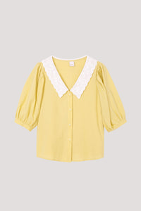 Lace Collar Button Up Blouse