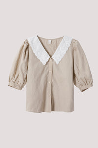 Lace Collar Button Up Blouse