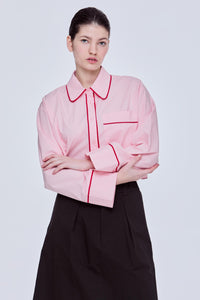 Contrast Piping Cropped Blouse