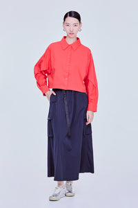 Drawstring Cropped Shirt
