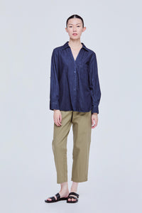 Denim Collared V-Neck Shirt