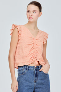 Ruffle Sleeve Ruched Top