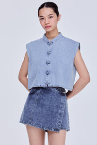 Mandarin Collar Vest Top