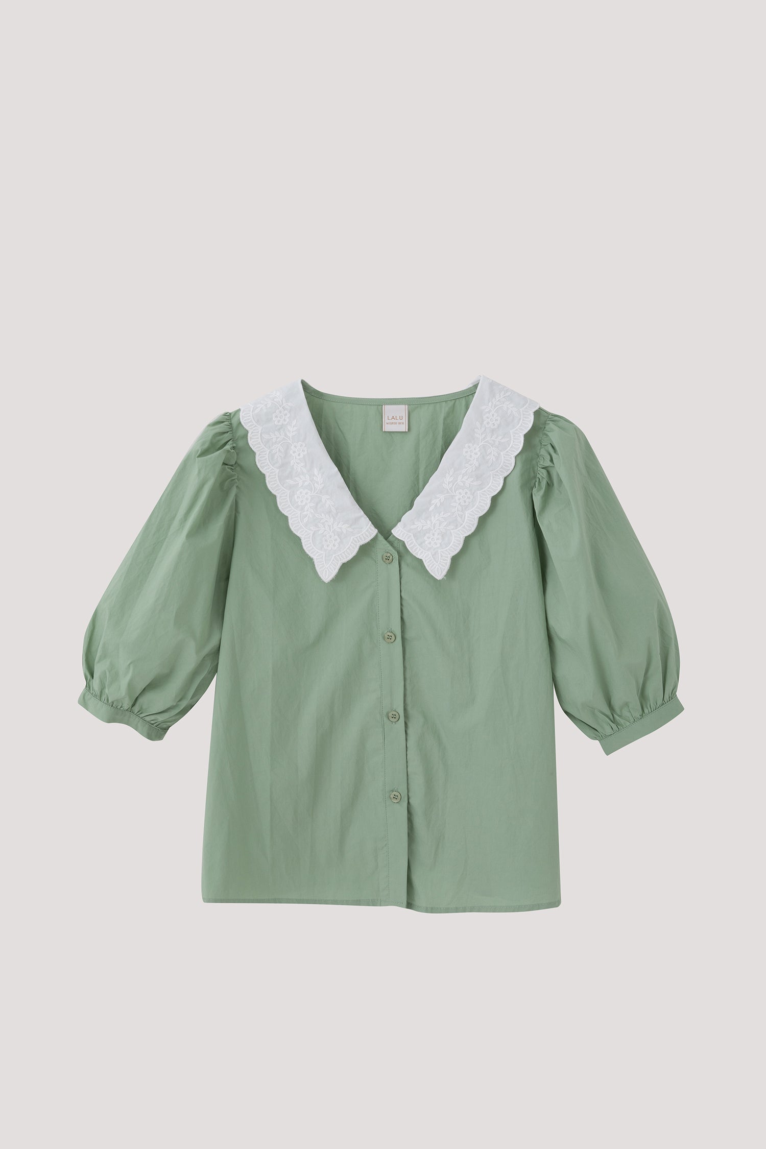 Lace Collar Button Up Blouse