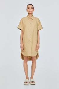 Folded Short Sleeve Shirt Dress