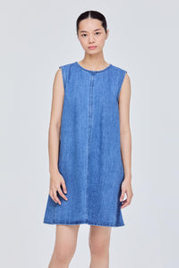 Denim Panelled A-Line Dress