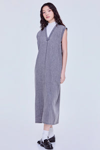 Denim Washed Sleeveless Boxy Dress