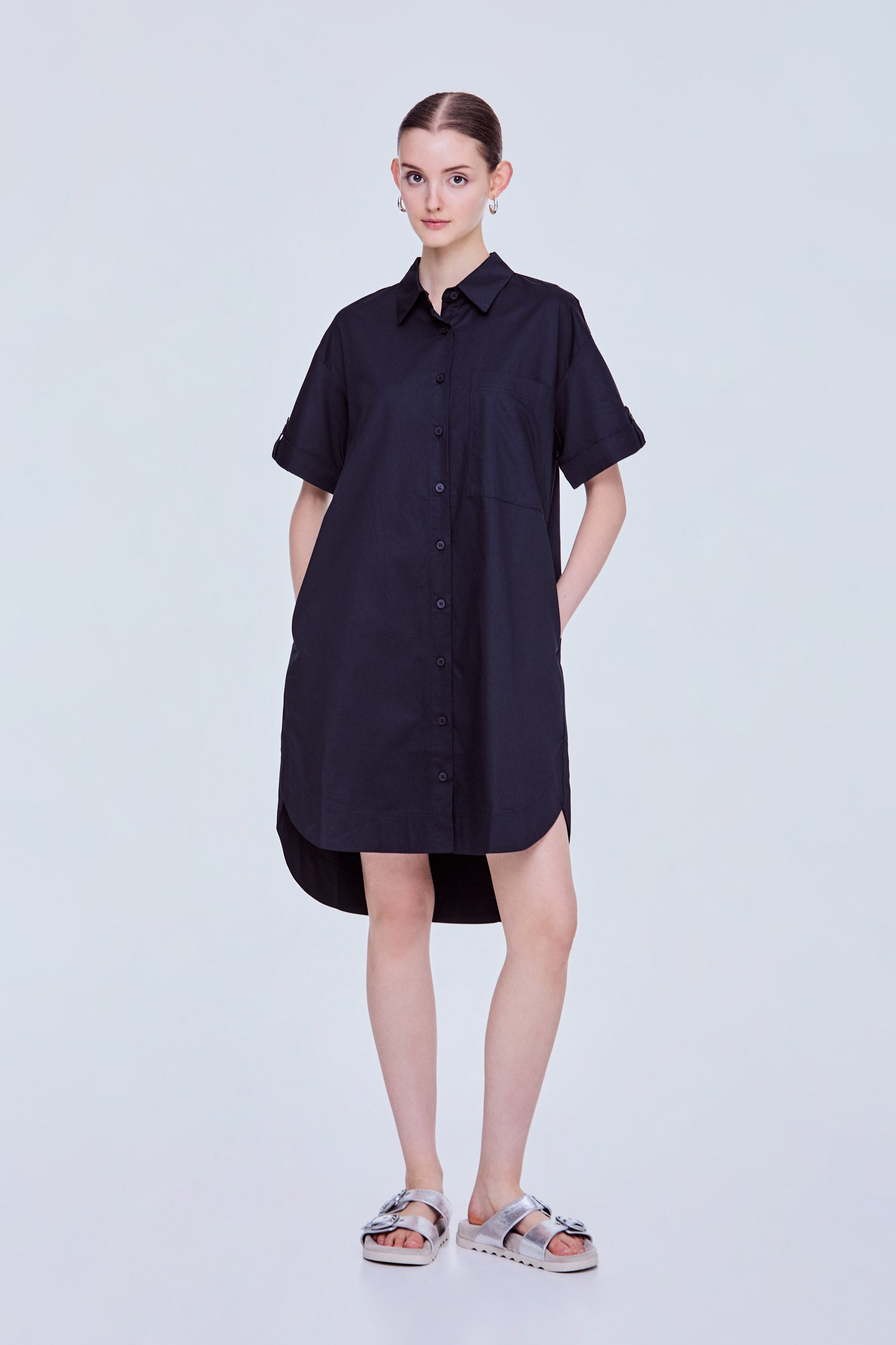 Folded Short Sleeve Shirt Dress – iORA
