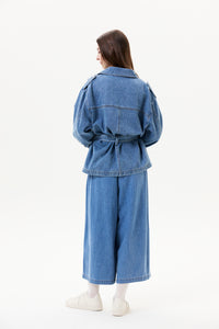 Tie-Belted Denim Jacket