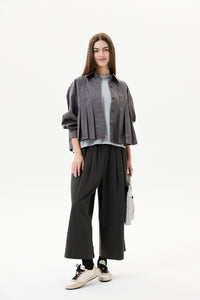 Button-Down Pleated Shirt