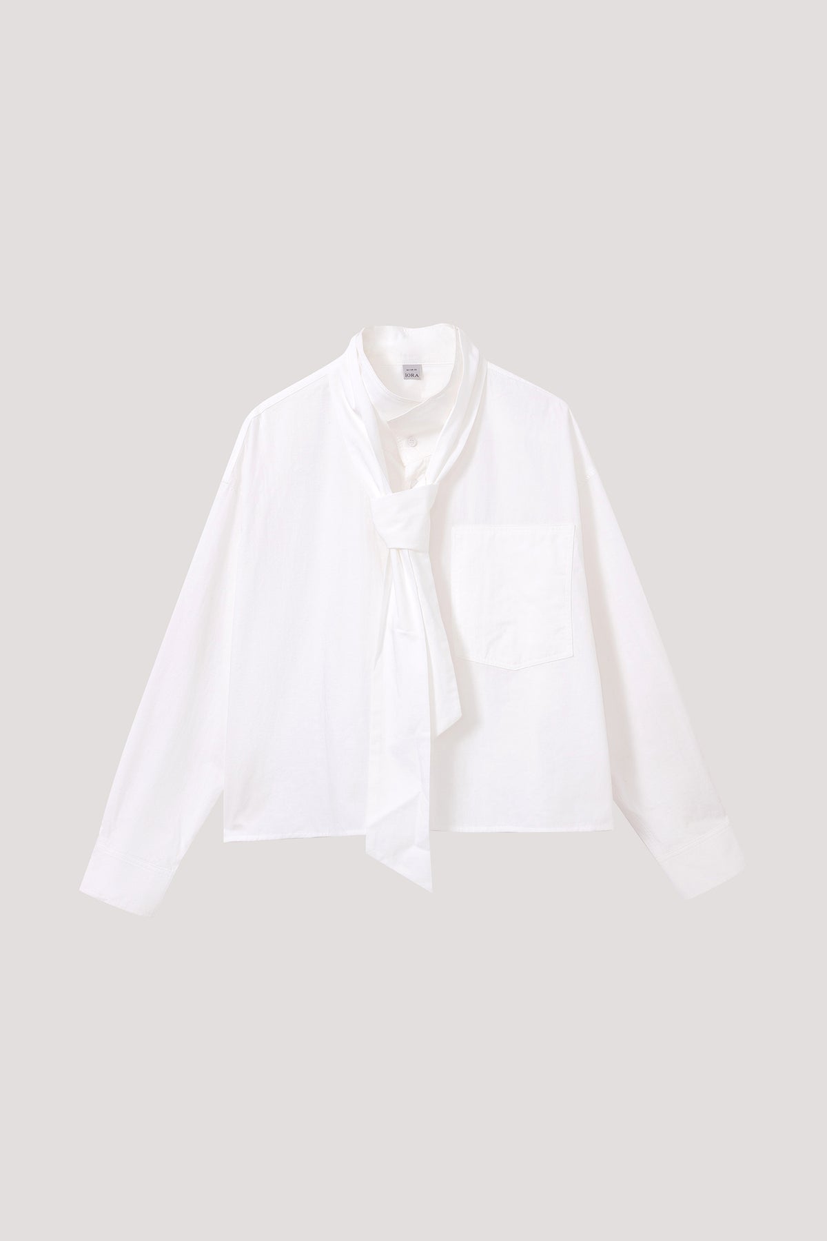 Tie-Neck High Collar Shirt