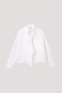 Tie-Neck High Collar Shirt