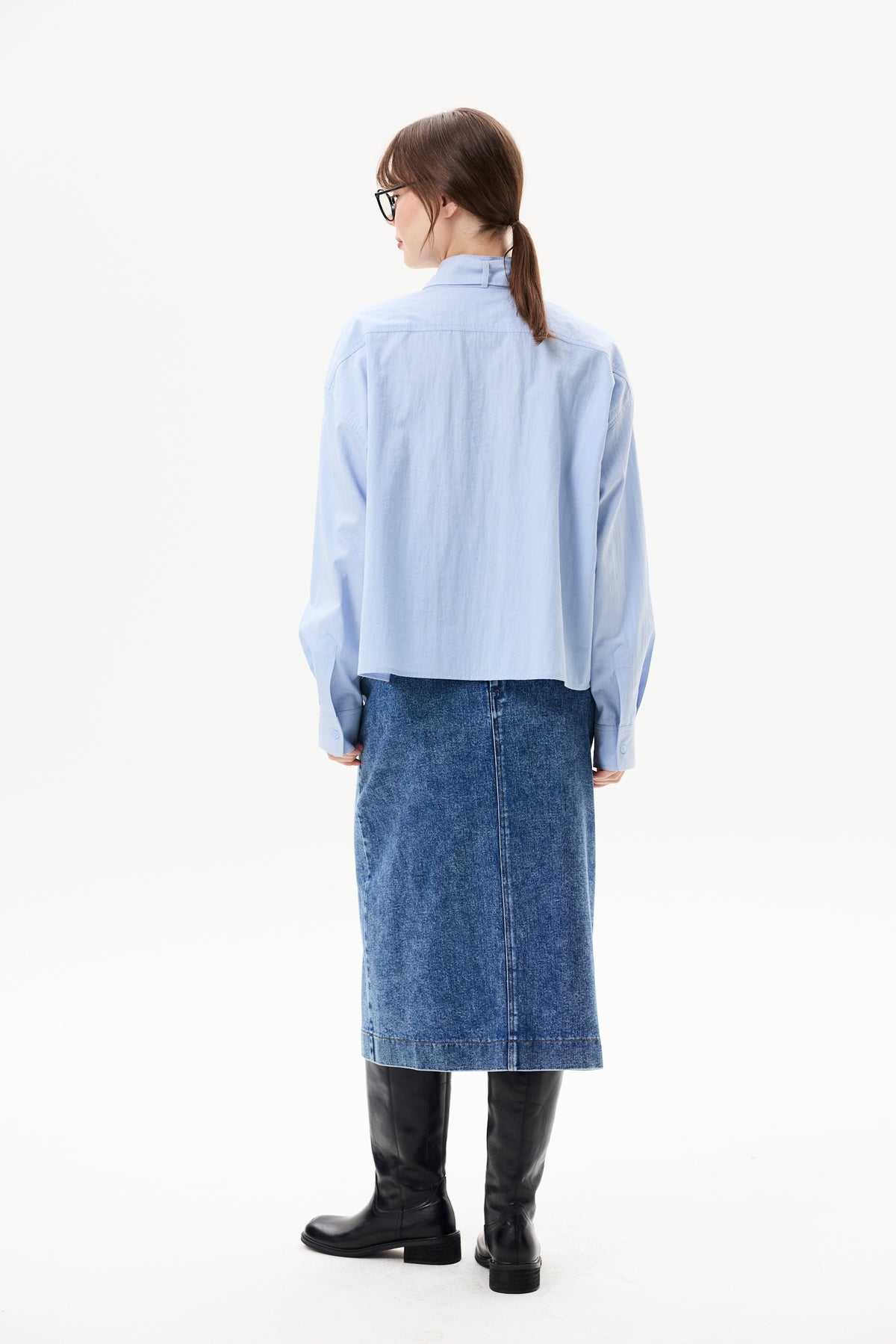 Tie-Neck High Collar Shirt