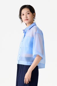 Mid-Length Sleeve Organza Shirt