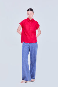 Collared Button Down Magyar Blouse