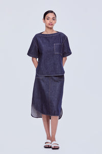 Pocketed Denim Blouse