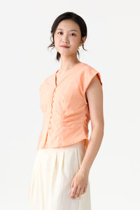Pleated V-Neck Top