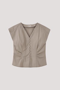 Pleated V-Neck Top