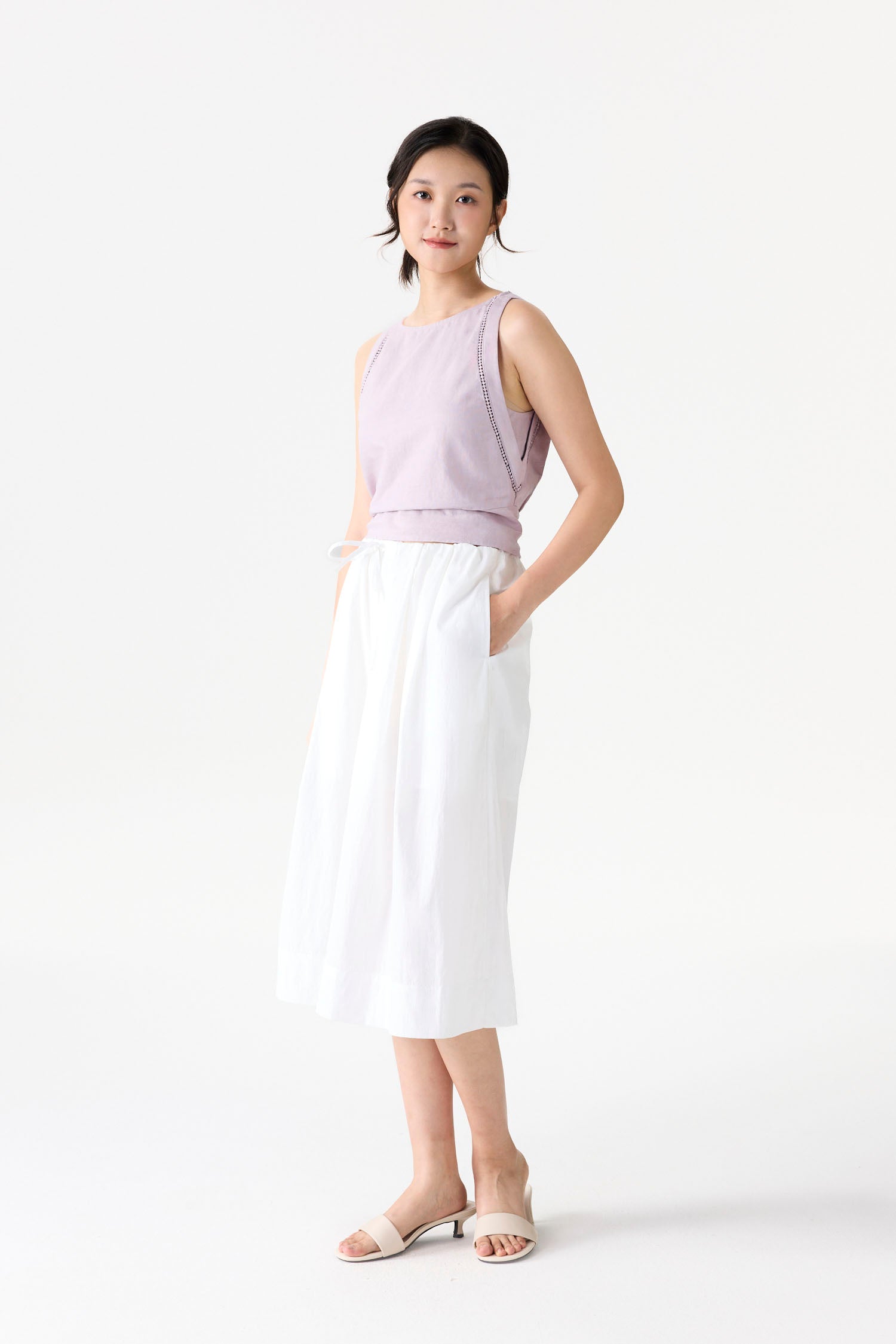 Embroidered Trim Halter Top