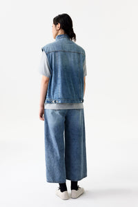 High Neck Denim Vest