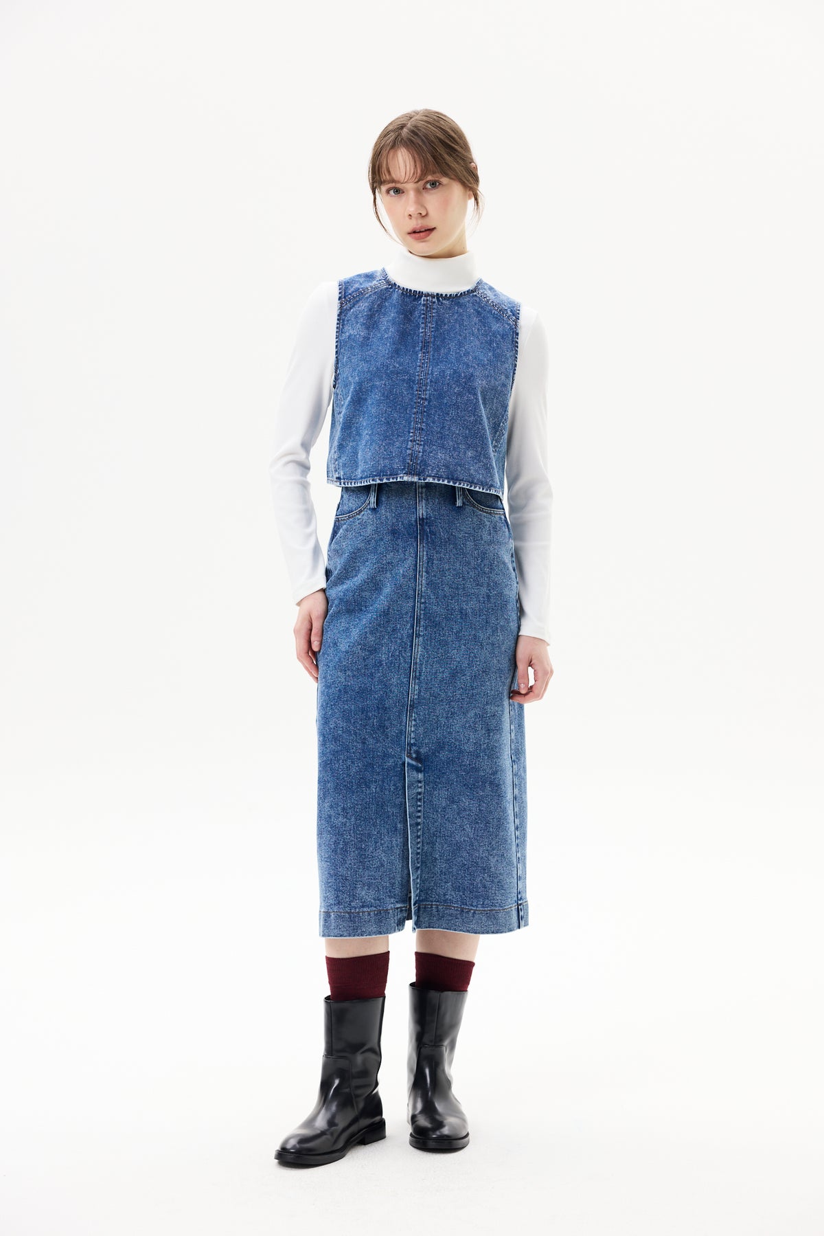 Boxy Cropped Denim Vest