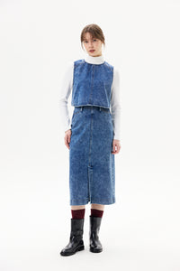 Boxy Cropped Denim Vest