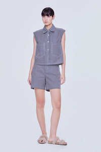 Stripes Pocketed Buttondown Top