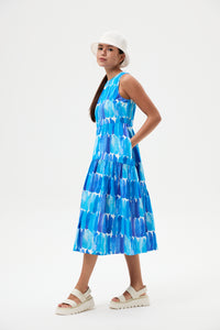 Printed Arc Midi Dress