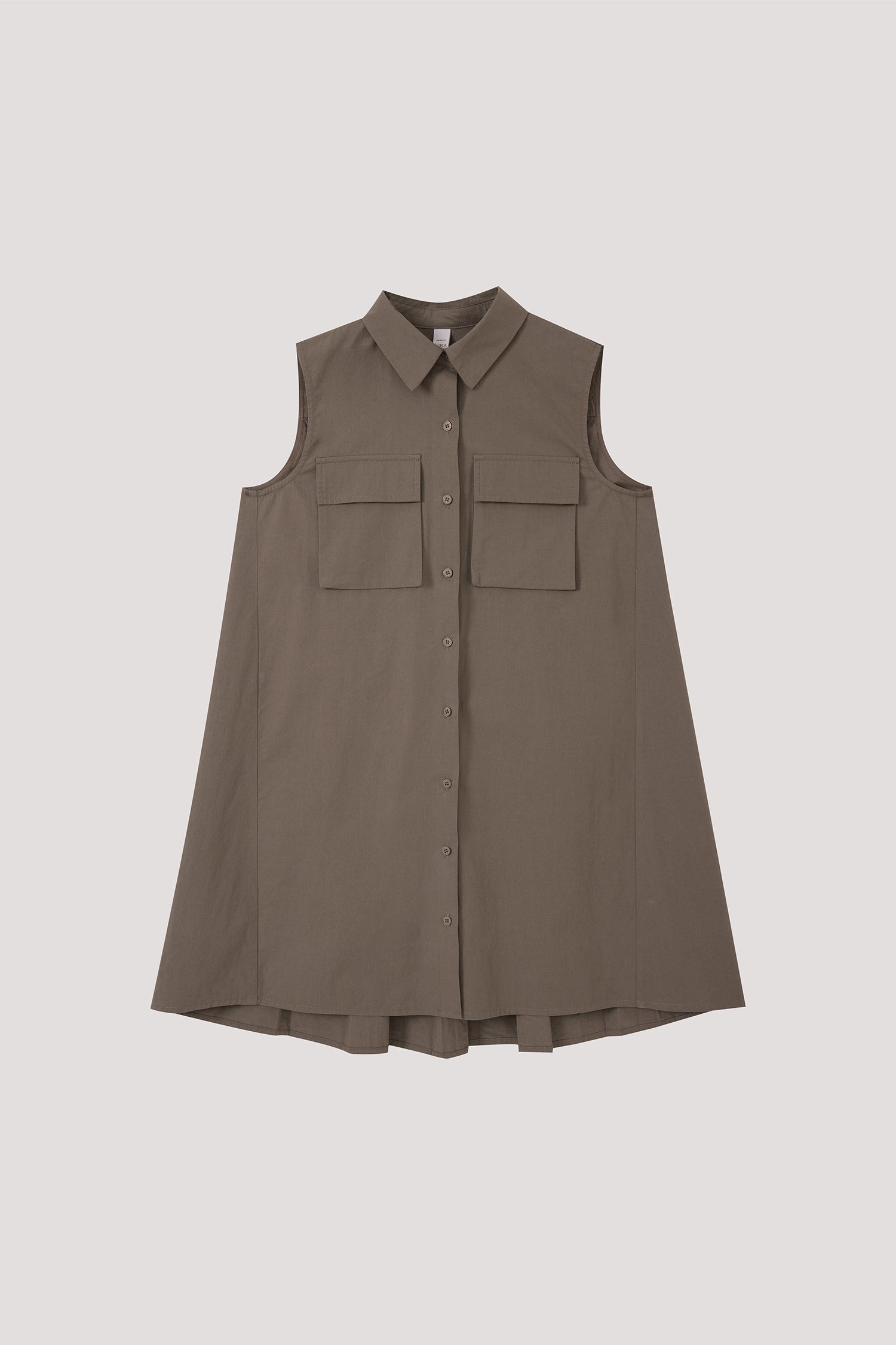 Collared Sleeveless Pleated Dress