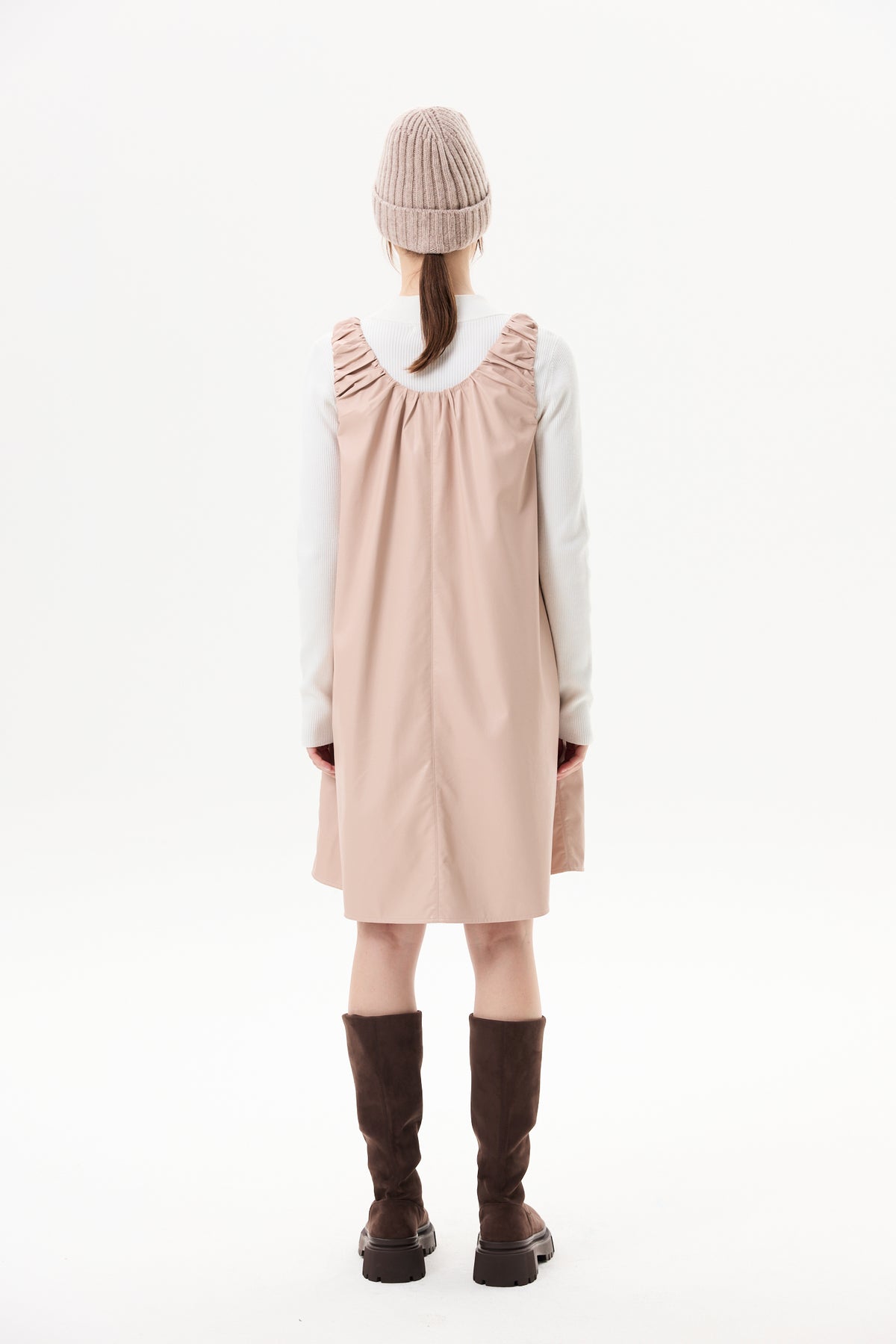 Leather Sleeveless Babydoll Dress