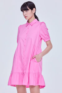 Puffy Buttondown Mini Dress