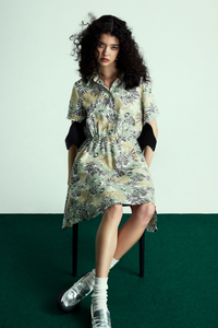 Printed Cinched Waist Dress