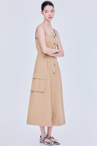 Button Down Sleeveless Midi Dress