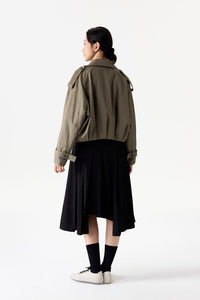 Cropped Cargo Trench Coat