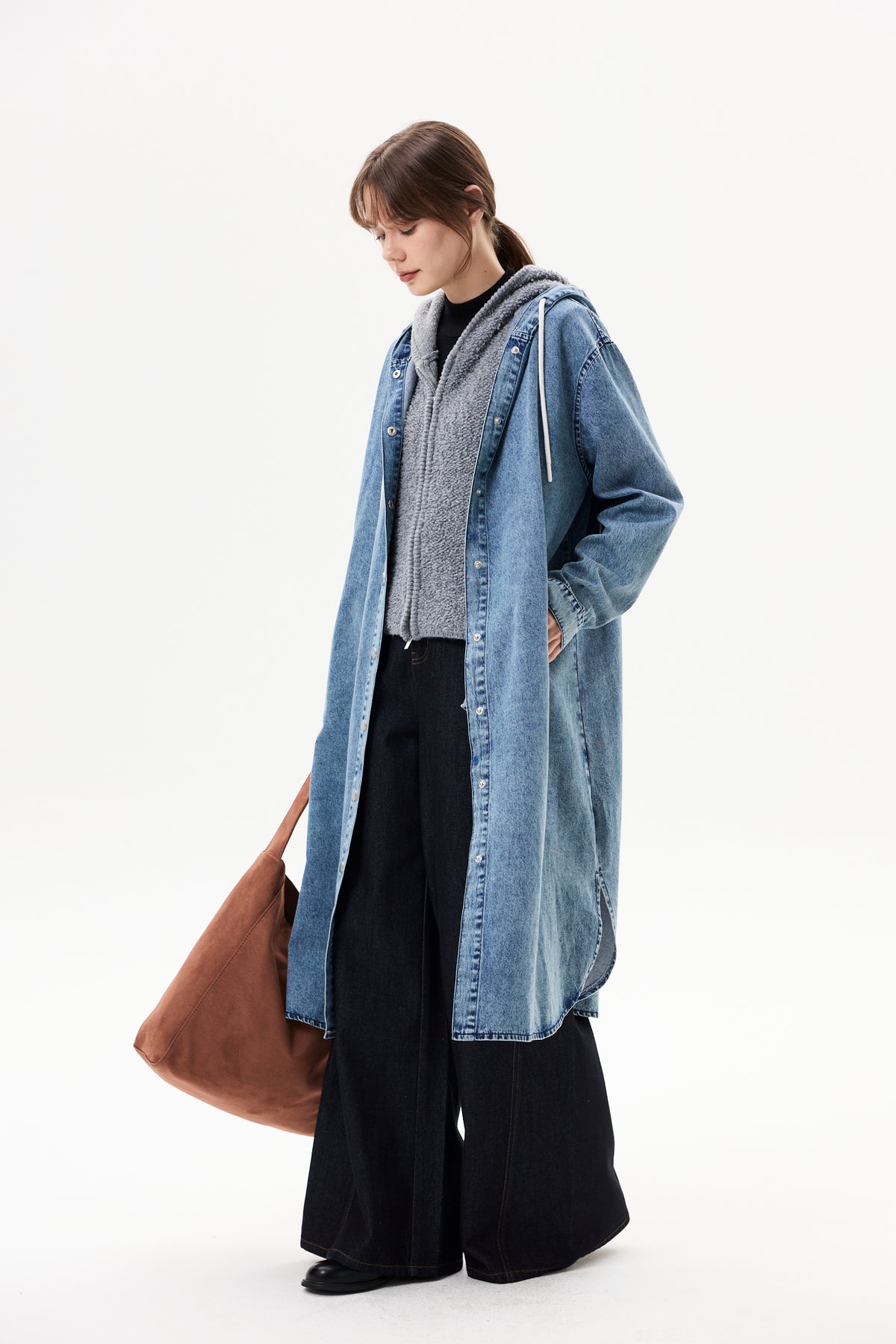 Button-Down Hooded Denim Jacket