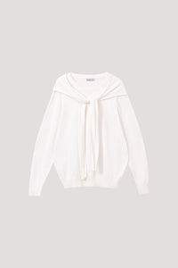 Sailor-Style Hooded Knit Pullover