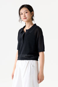 Semi Sheer Relaxed Knit Blouse