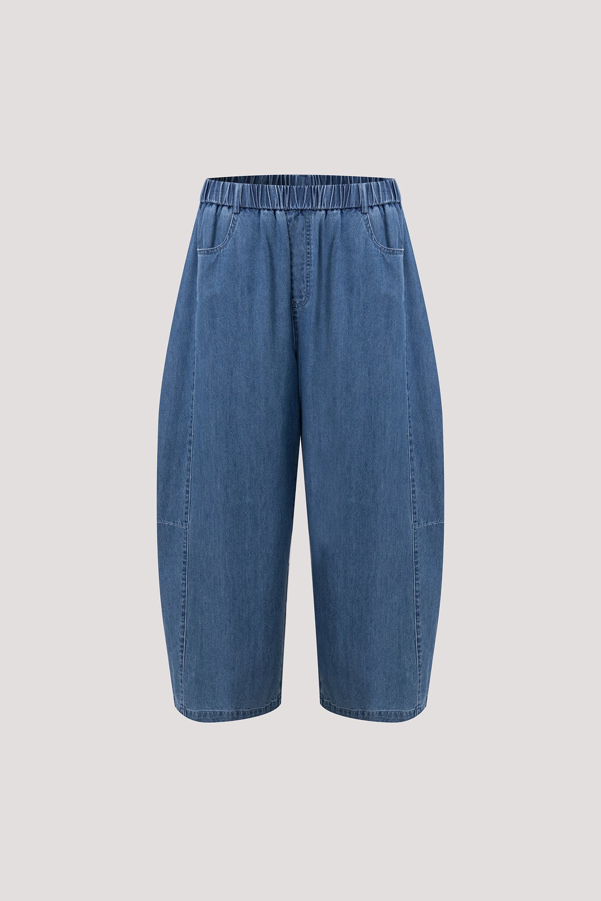 Denim Elasticated Wide-Leg Pants