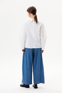 Denim Elasticated Wide-Leg Pants