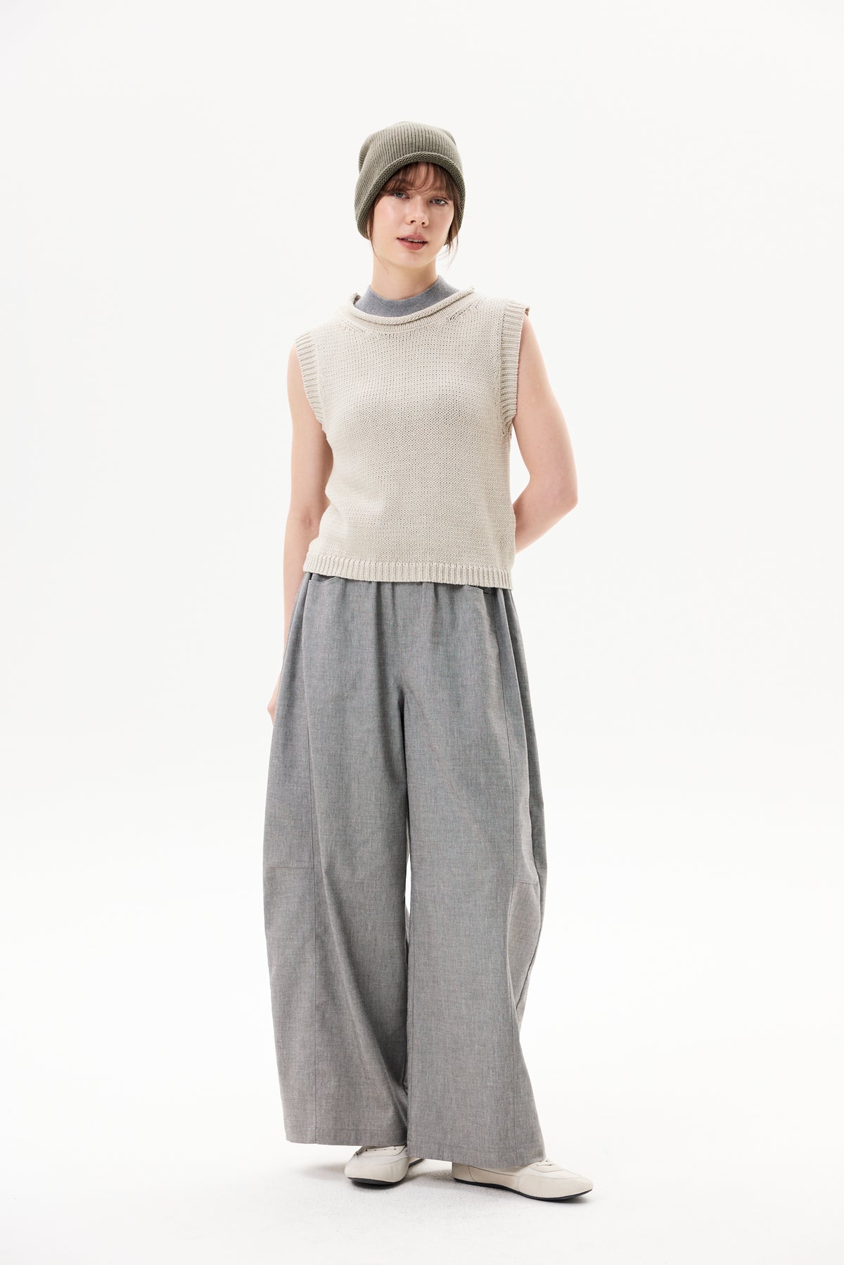 Elasticated Wide-Leg Pants