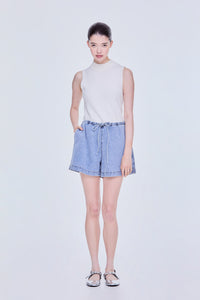 Elasticated Relaxed Denim Shorts