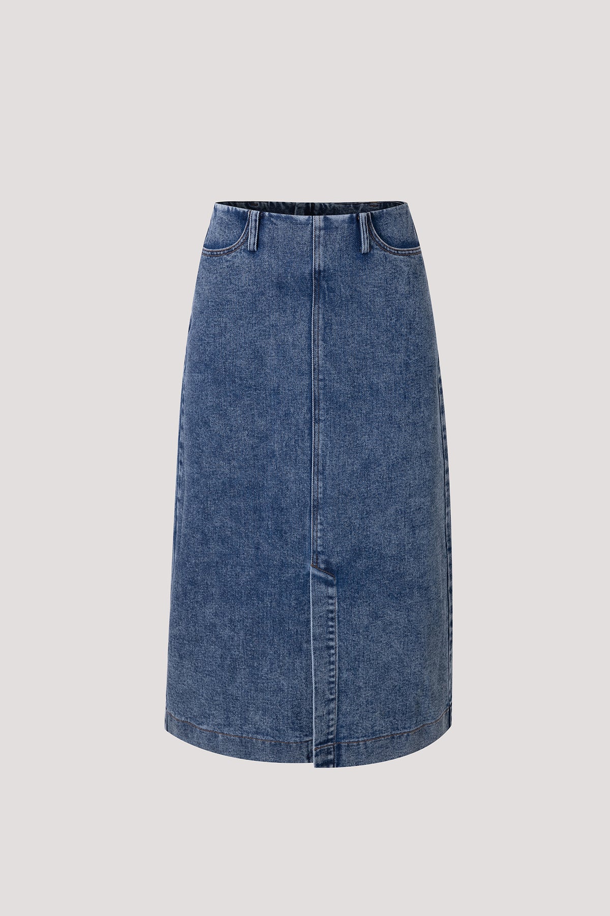 Slit Denim Midi Skirt
