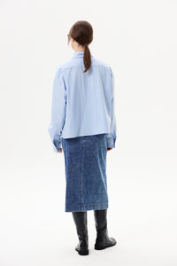 Slit Denim Midi Skirt