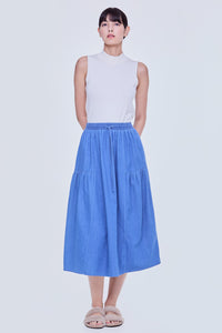 Elasticated Denim Panel Skirt