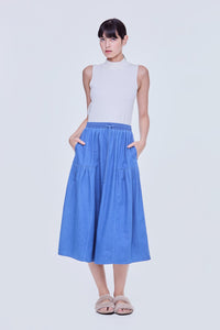 Elasticated Denim Panel Skirt