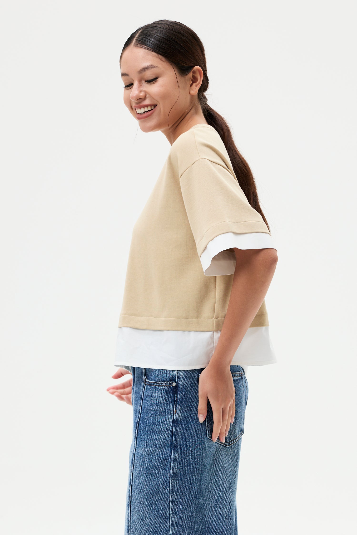Contrast Hem Boxy Tee