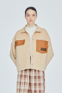 Leather Pocketed Corduroy Jacket