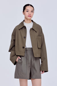 Contrasting Wool Blend Trench Coat