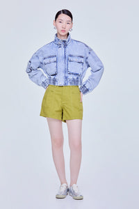 High-Neck Bomber Denim Jacket